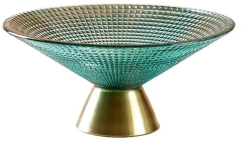 NESPIQ Fruit Basket Glass Fruit Bowl Decorative Bowl Vintage Fruit Bowl for Kitchen Counter Ribbed Glasses Pedestal Bowl Fruit Storage(A)