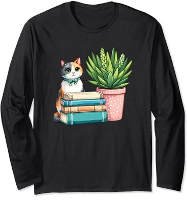 Lindos libros y plantas para gatos Manga Larga