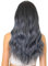 CGVG Ombre Blaue Perücke Damen Lange Lockige Wellige Perücke mit Pony Natürliche Synthetische Hitzebeständige Perücke für Frauen Damen Halloween Cosplay Kostüm Blue Wig