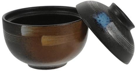 FUNOMOCYA 1 Pc Marmite Bol De Service à Ragoût Bol De Nouilles Tasse Mauvais Œil Le Potage Bol De Miso Bol à Ramen Avec Couvercle Soupe Japonaise Couvercles Saladier Céramique Black