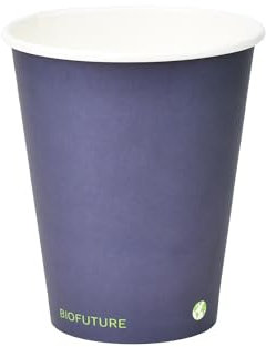 BIOFUTURE Disposable Paper Cups – 100% Compostable & Biodegradable 8 Ounce Party Cups for Weddings, Birthdays & Events, Sustainable Cold Drink Party Supplies – 50 Pack, Blue, 8oz