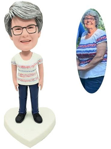 Wackelkopf Weißhaarige Großmutter Custom Wackelkopf Personalisierte Custom Full Actionfigur basierend auf Ihrem Foto, benutzerdefinierte personalisierte einzigartige handgefertigte Wackelkopf-Figur