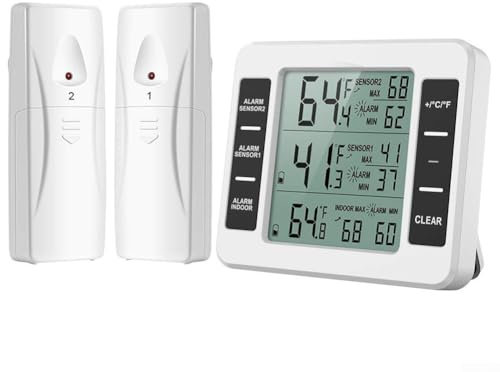 Besttoolifes Thermomètre hygromètre d'intérieur et d'extérieur avec 2 capteurs, moniteur de température numérique et hygromètre avec rétroéclairage, station météo sans fil avec confort, tendances