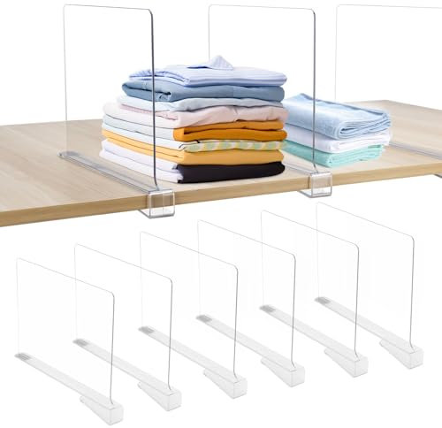 Cong.Lai 8 Stück Transparente Acryl Regaltrenner: Multifunktionaler Kleiderschrank Organizer - 30 x 20 cm Regalteiler - Kleiderschrank Trenner Verstellbares für Schrank Schlafzimmer Bücherregale