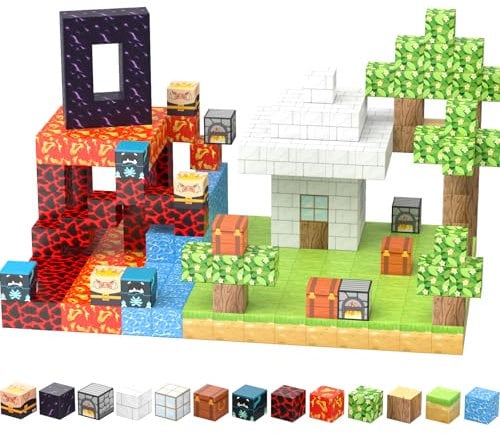MagNexus 100pcs Blocs Magnetische Bausteine groß - Bauen Sie eine magnetische Welt Set, STEM Montessori Toddler Sensory Spielzeug für Jungen und Mädchen 3+ Jahre Spielbausteine