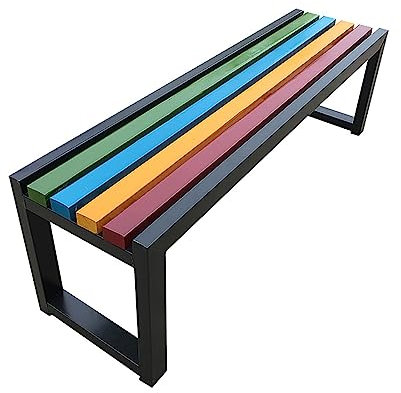 Metall-Parkbank für Garten, Outdoor, rückenfrei, Rasenterrasse, 150 cm