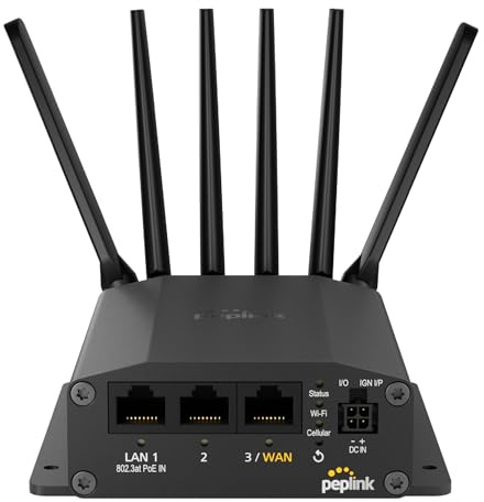 Peplink Router Wi-Fi cellulare MAX BR1 Mini - Router 5G 5G/LTE Modem cellulare 3 Connessioni LAN Ethernet (con Wi-Fi) Slot SIM ridondanti, eSIM integrata aggiornabile a Dual WAN VPN Capable