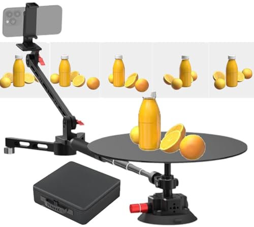 aromaoveite 360-Grad-Drehteller (Aufnahmedistanz 0–110Cm) Professioneller Fotografie-Drehtisch, Rotierender Kamera-Schieberegler, Rotierende Foto-Video-Kabine,FüR Produktfotografie, Werbevideos,Black