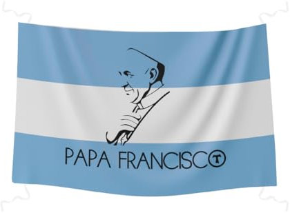 Bandera de Argentina Papa Francisco 100x70 cm. Bandera icono Papa Francisco. Bandera colores de Argentina impresa a todo color.