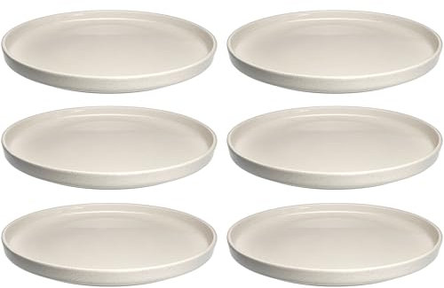LEONARDO HOME Roma 027258 Lot de 6 assiettes plates, diamètre : 22 cm, passent au micro-ondes et au lave-vaisselle, empilables, vaisselle en céramique pour 6 personnes, assiettes en faïence avec