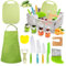 15 Piezas Juego Cuchillos Cocina Niños, Utensilios Cocina Montessori, Cuchillo Aprendizaje Niños 2 años，Incluye Delantal de Cocina, Tabla de Cortar, para Cortar y Cocinar Frutas o Verduras (Verde)