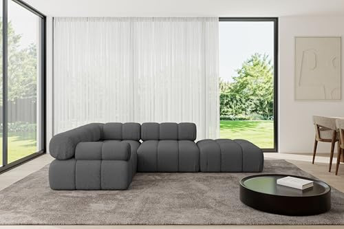 ALTDECOR Modulares Sofa Ecksofa in L-Form Corner modular Sofa Eckcouch Couch Wohnlandschaft Cauchsofa Polstersofa Felto-L1-285x190x70 cm Grau