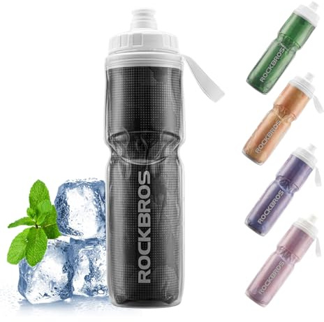 ROCKBROS Fahrrad Trinkflasche 670ML, Auslaufsicher BPA-frei Leicht Roubust | Wasserflasche Einhandbedienung, Sportflasche für Fahrrad Training Wandern Schwarz