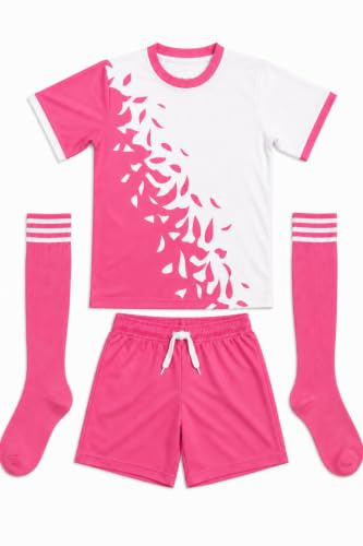 Catali Girls Football Kit Ages 4–11 Breathable Sports Set with Top, Shorts & Socks | Quick Dry PE Kit & Gift for Active Girls and Future England Lionesses
