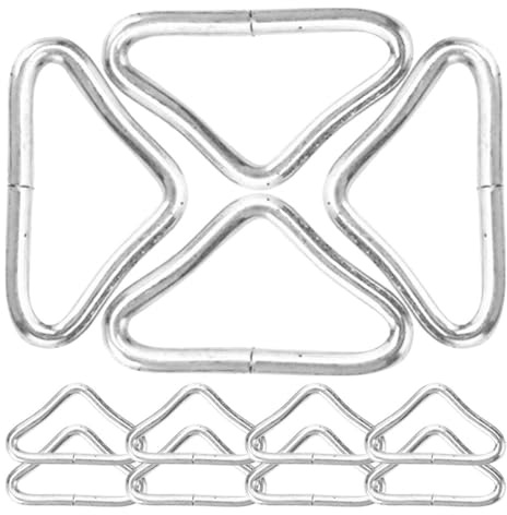 BATHVEVE 35pcs Heavy Duty Metal Triangle Ring Buckles Trampoline Replacement Parts Adjustable Buckle Triangular V-shaped Hooks for Trampoline Mat Repair Sports Outdoor Use