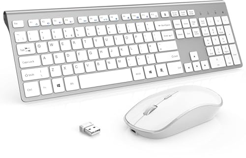 Tastiera e mouse wireless ricaricabile, colore: bianco