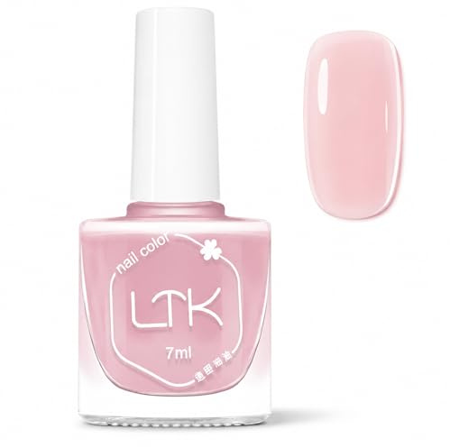Pink Nail Polish - Light Pink Nail Varnish - Nude Jelly Long Lasting Quick Dry Nail Polish - Chip Resistant Nude Pink Polish for Women Girls DIY Manicure - No Need Cure