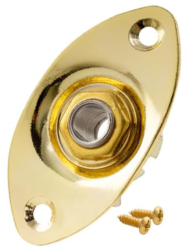 Musiclily 6,35mm Guitare Prise Jack de Sortie Ovale Plaque Jack Socket pour Guitare électrique, Doré