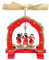 Kleine Weihnachts-Pyramide musizierende Engel, H: 16 cm, rot/Gold, handbemalt im Kunsthandwerks-Stil