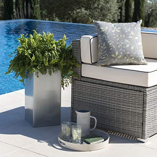 Primrose Zinc Galvanised Tall Rectangular Cube Planter Plant Pot in Silver 100cm x 40cm