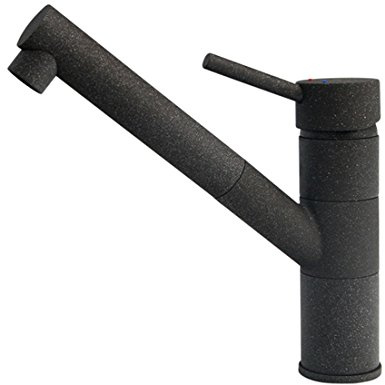 BURGTAL SELIA | Küchenarmatur - Spültischarmatur | Mischbatterie mit Brausekopf | Einhebelmischer in Hochdruck | Granit-Schwarz | Schwenkbar 90°