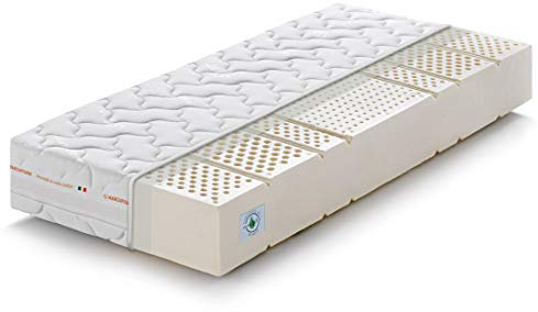 Marcapiuma Materasso Singolo 100% Lattice 90x190 alto 20 cm SEVENLIFE 20 Rigidità H2 Medio Ergonomico Naturale 7 zone con Rivestimento SILVER sfoderabile Antiacaro Traspirante 100% Made in Italy