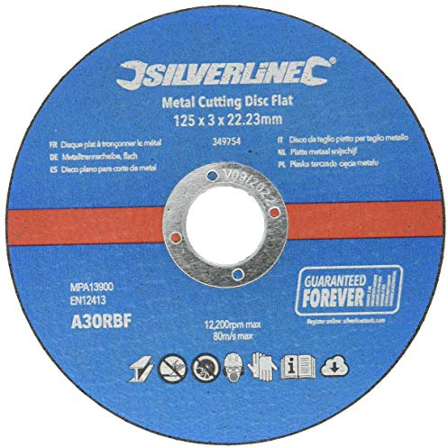 Silverline 349754 Metal Cutting Discs Flat 10pk 125 x 3 x 22.23 mm,Blue