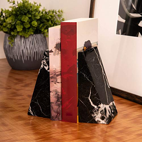 Bey-Berk Serre-livres en marbre véritable Motif zébré Noir