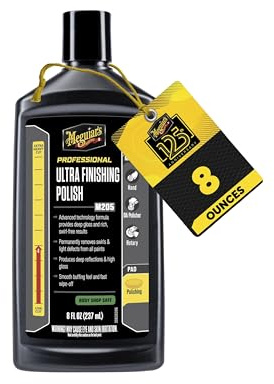 Meguiar's M205 Mirror Glaze Ultra Finishing Polish, Easy-to-Use Formula for Impeccable Shine, Multiple Ways to Apply Mirror Glaze, Removes Defects and Swirls for a High Gloss, 8 Oz Container