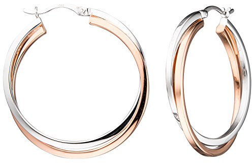 Jobo Damen Creolen rund 925 Sterling Silber bicolor vergoldet Ohrringe