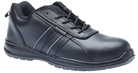 Blackrock Leather Safety Shoes, Mens and Womens Safety Trainers | Steel Toe Cap, Black, Anti Slip Shoes, Smart Light Work Trainers, Work and Utility Footwear, Workwear - Size 5
