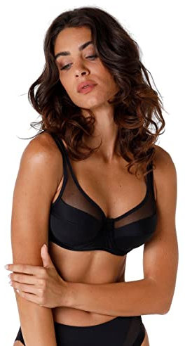 Lovable Reggiseno con Ferretto Ampio Sostegno, Coppe non Imbottite, Forme Generose, Microfibra Tulle, Art. 4262 Modern Shaping (Generous) Donna, Nero, 34 / 3D