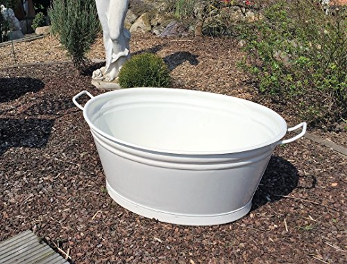 N.N. Zinkwanne Oval 70L Verzinkt und Pulverbeschichtet, Wanne aus Stahlblech, 720x600mm, Erhältlich