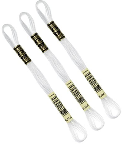 DMC - 3 Stränge Mouliné Spécial 117MC WEISS - 100% Baumwoll-Stickgarn - Für alle Sticktechniken geeignet, ideal für Kreuzstich