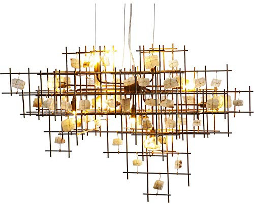 Kare Design Hängeleuchte Stone Mobile, moderne Hängelampe in ausgefallenem und einzigartigen Design für das Wohnzimmer, Esszimmerleuchte, Pendelleuchte, gold (H/B/T) 60x100x27cm [Energieklasse A]