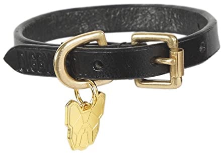 Shires Flat Leather Dog Collar Large Black