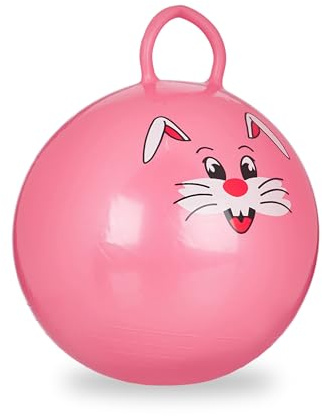 Relaxdays Hüpfball Kinder, mit Griff, für Drinnen und Draußen, mit Tier-Motiv, 45 cm Durchmesser