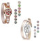JewelryWe Schmuck 2pcs Ätherisches Öl offenes Lederarmband Halskette, Aromatherapie ätherisches Öl Diffusor Medaillon Armband 316L Edelstahl Lebensbaum Kette + 10 Pads