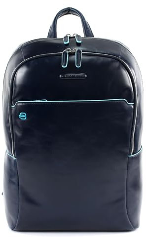 PIQUADRO Unisex Großer Rucksack aus Leder für 15,60 Zoll Schulrucksack, dunkelblau