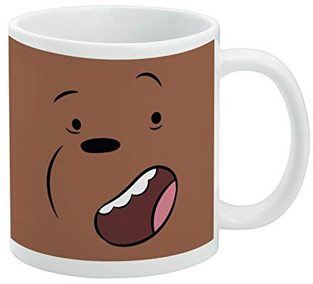 We Bare Bears Grizz Face Ceramic Coffee Mug, Novelty Gift Mugs for Coffee, Tea and Hot Drinks, 11oz, White