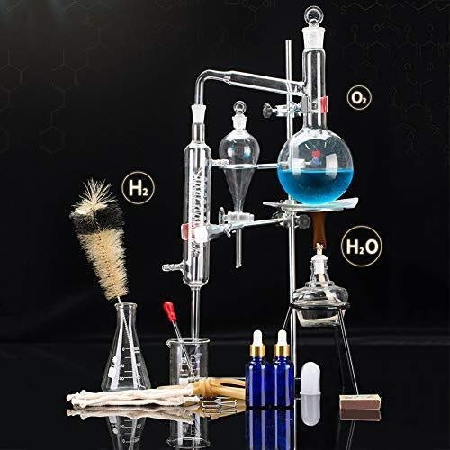 Sucastle 500 ML Esencial Lab Aceite Destilación de Alcohol Aparato Destilador Química cristalería de Laboratorio Kit, Vaso de destilación, destilación Aparato