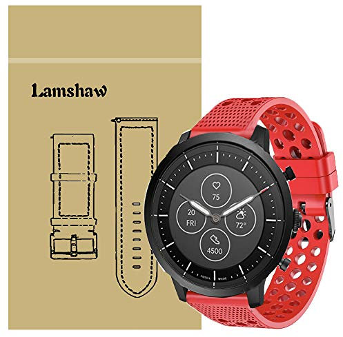 LvBu Armband Kompatibel Für Fossil Collider HR, Sport Silikon Classic Ersatz Uhrenarmband Für Fossil Hybrid Smartwatch HR Collider/Fossil Collider Hybrid Smartwatch (Rot)