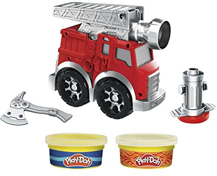 Play-Doh Wheels Kleine Feuerwehr, Spielset mit 2 Dosen, Wasser- und Feuerfarben, Feuerwehrauto für Kinder ab 3 Jahren, F0649