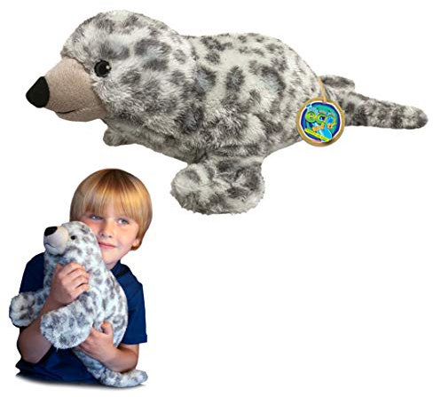 EcoBuddiez - Seehund von Deluxebase. Großes 50cm weiches Plüschtier aus recycelten Plastikflaschen. Umweltfreundliches kuscheliges Geschenk für Kinder und süß Stofftier für Kleinkinder.