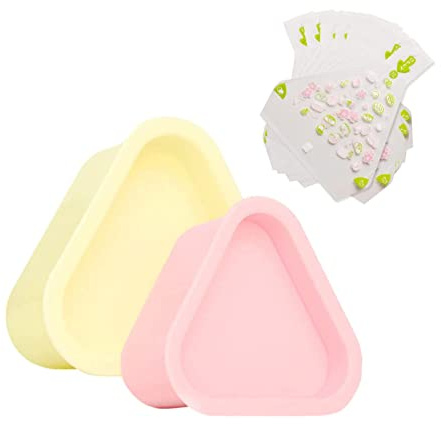 Onigiri - Juego de moldes triangulares, 2 moldes de onigiri + 100 envoltorios desechables de onigiri, kit de prensa para hacer bolas de arroz y sushi