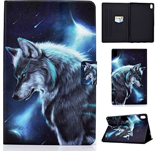 Auslbin Hülle für Lenovo Tab P11/P11 Plus de 11 Zoll (TB-J606F/J606X) 2020/(TB-J607) 2021 PU Leder Case Magnetisch Flip Cover Etui mit Ständer und Kartensteckplatz,Wolf