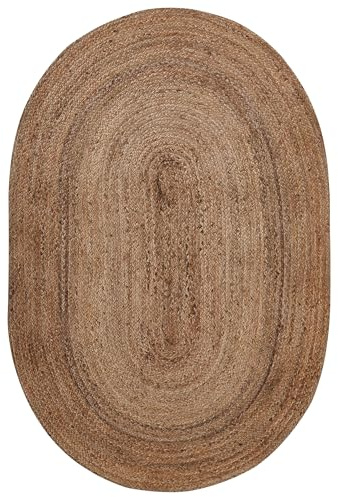 Beliani Teppich Jute beige 120x180 cm oval handgewebt Naturfaser Boho Kurzflor Demirci