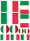Nation Italien Fahne Set 11 Stück Aufkleber selbstklebend Sticker - FS