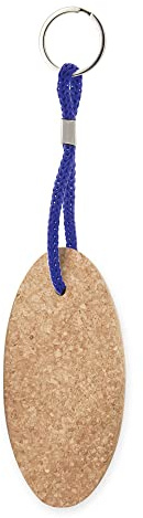 MIBANDERA Schwimmender Schlüsselanhänger aus Naturkork mit blauer Kordel aus Polyester und Metallring., blau, One size
