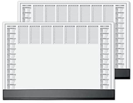 SIGEL HO365/2 Papier-Schreibtischunterlage mit Schutzleiste, ca. DIN A2 - extra groß, 2-Jahres-Kalender 2023 2024, 40 Blatt - 2er Pack - in nachhaltiger Verpackung